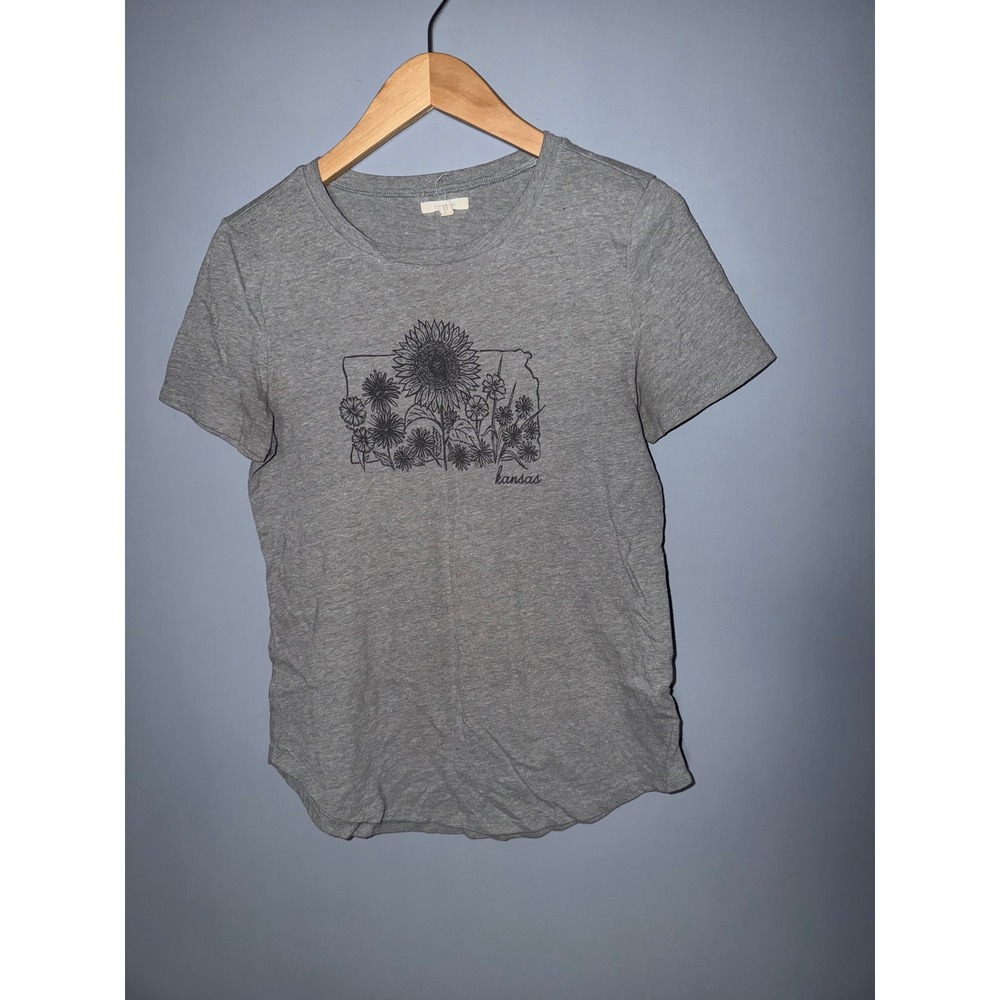 Maurices Kansas Sunflower Graphic T-Shirt Heather Grey XS Short Sleeve - Picture 1 of 4